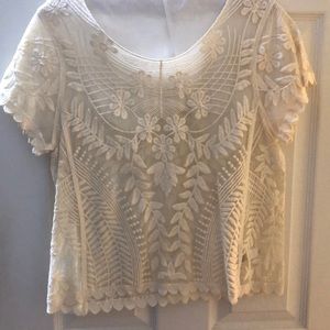 Express Cream Dress Shirt with embroidery.